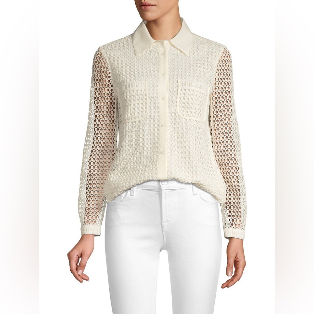 NWT Joie Merredin Mesh Crochet Blouse
